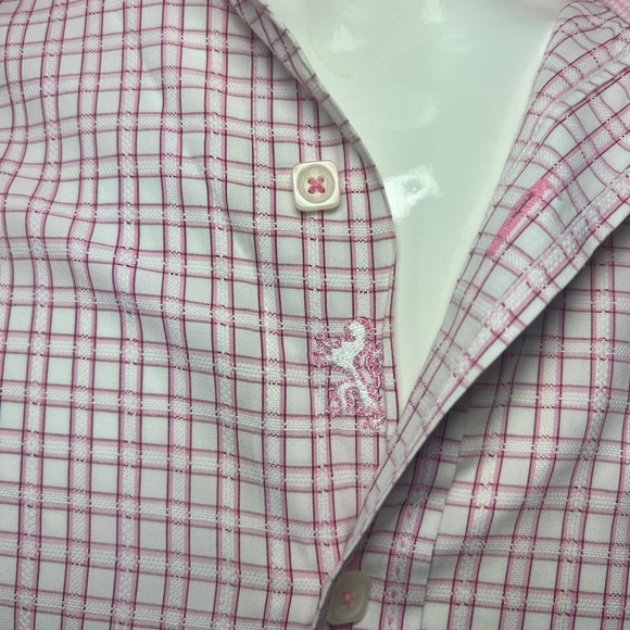 BUGATCHI XXL mens long sleeve pink/white checked bttn down shirt. Make an offer! - Picture 3 of 6